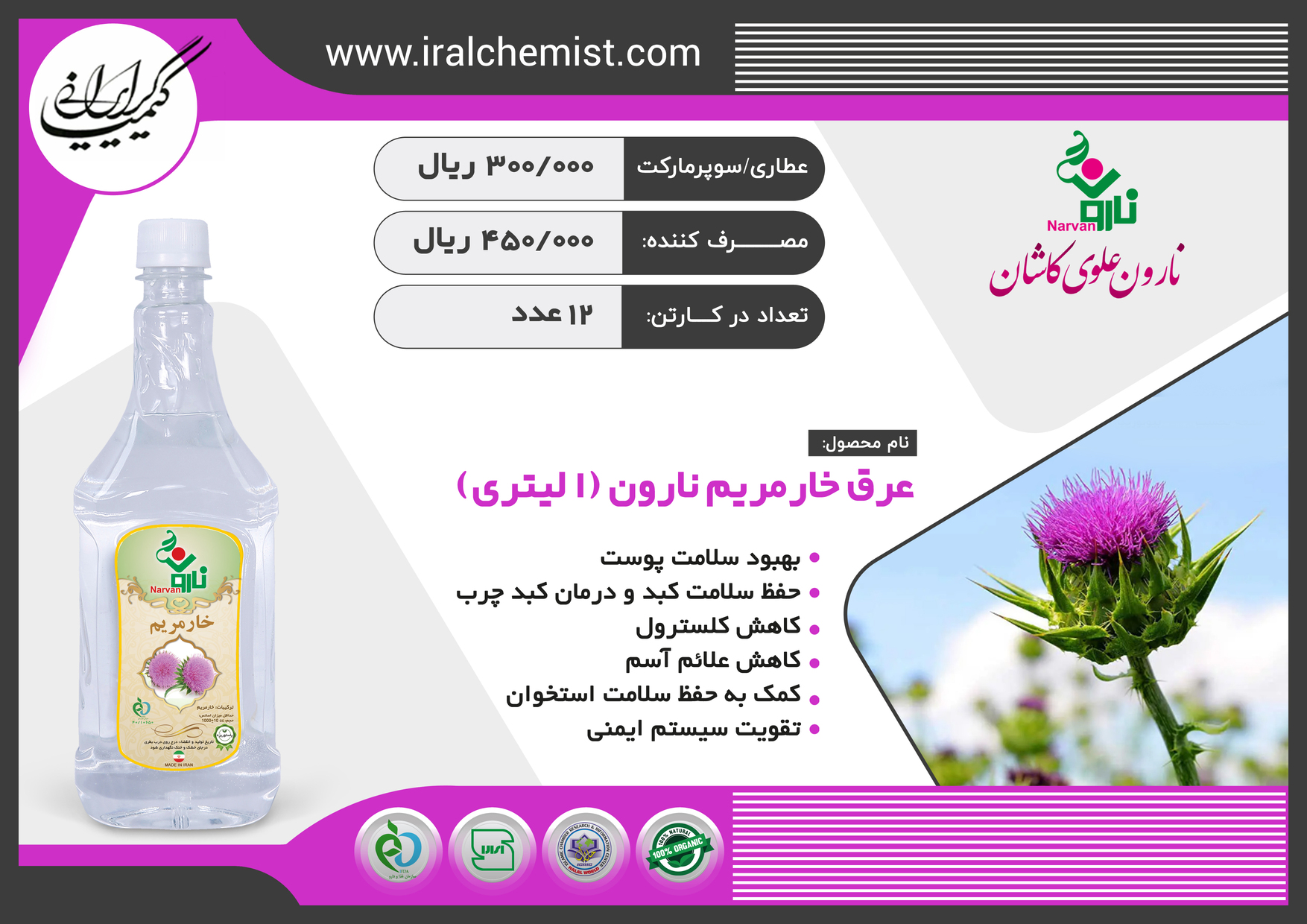 عرق خار مریم کارتنی